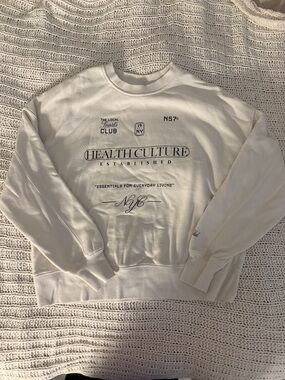 H&M Cream Crewneck Sweatshirt with 'Health Culture' Graphic